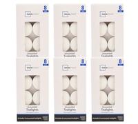 Unscented Tea Lights Generise 48 Pack of White Tealights - Long Lasting 4 Hour Burn Time (6 Boxes of 8)