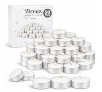 Unscented Tealight Candles 50 Pack with Long Burning Smokeless Cotton Wicks for Home Decor, Weddings, Parties, Emergencies, Aromatherapy Holders, Table Centerpieces, Daily Use Bulk Value Set