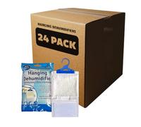 Unscented Wardrobe Hanging Dehumidifier Bags - Prevent Damp Mould 210g - Condensation Remover Absorber | Moisture in Home, Car, Kitchen, Bedroom, Office, Caravan, Garage, Bathroom (Pack of 24)