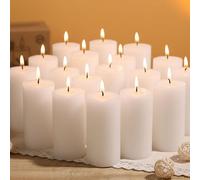 Unscented White Pillar Candles - 20 Pack, 2x4in Table Candles, Long Burning up to 30 Hours, Premium Paraffin with Cotton Wick for Church, Home, Wedding, Party Decoration