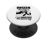 Unseen Battles Unmatched Bravery - Lung Cancer Awareness PopSockets Adhesive PopGrip