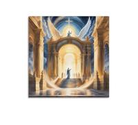 UNSGA Christ Bible Poster Jesus And Heaven's Gate Holy Spirit Poster Decorative Painting Canvas Wall Posters And Art Picture Print Modern Family Bedroom Decor Posters 12x12inch(30x30cm)