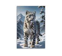 UNSGA Wildlife Artwork Poster Snow Leopard in Snowy Mountains Poster Decorative Painting Canvas Wall Posters And Art Picture Print Modern Family Bedroom Decor Posters 12x18inch(30x45cm)