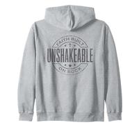 Unshakeable Faith Built On Rock Bible Christian Zip Hoodie