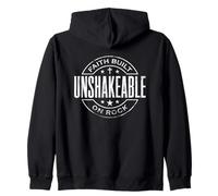 Unshakeable Faith Built On Rock Bible Christian Zip Hoodie