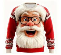 Unsiex Ugly Christmas Jumper Sweatshirts 3D Printed Long Sleeve Funny Xmas Elf Sweater Fleece Lined Quarter Zip Jumper Funny Xmas Sweatshirt Pullover Novelty Nordic Jumpers (Z2-Watermelon Red, L)