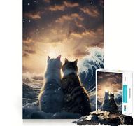 Unsinkable Kitten Love 1000-piece Jigsaw Puzzles Brain Training Fun Tight Interlock No Gaps Bonding Activity for Loved Ones (38x26cm)