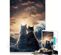 Unsinkable Kitten Love Jigsaw Puzzle1000 Pieces Mind Train Fun Clean Cut Sturdy Components Captivating Leisure for Cozy Indoors (50x75cm)