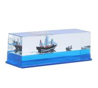 Unsinkable Ship in a Box Acrylic Drift Ship Decoration Unsinkable Boat A Box Ornaments Transparent Unsinkable Cruise Ship Model Toy for Home Office(blue)