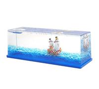 Unsinkable Ship Model Pirate Boat in a Bottle Box，Non Sinking Anime Merch Acrylic Cruise Ship Fluid Drift Bottle Desk for Decor Ornament Fans Gifts (F)