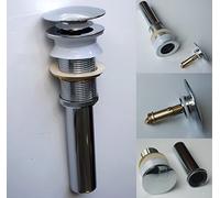 Unslotted Easy Clean Bathroom Basin Sink Click Clack Waste Pop Up Push Button (Polished Chrome)