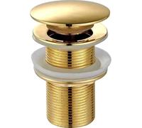 Unslotted Gold Basin Waste by Arty Bathrooms - Gold Pop Up Sink Waste without Overflow - Standard 1.1/4" Connection - Click Clack Push Button