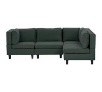 UNSTAD 4 Seater Modular Corner Sofa Left Hand Dark Green Fabric