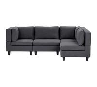 UNSTAD 4 Seater Modular Corner Sofa Left Hand Dark Grey Fabric