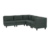 Beliani Modular Corner Sofa 5 Seater Unstad Fabric Dark Green Left Hand