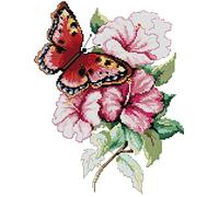 Unstamped Cross Stitch Kits, Awesocrafts Butterfly Love Flower Easy Patterns Cross Stitching Embroidery Kit Supplies Christmas, Counted (Butterfly, Counted)