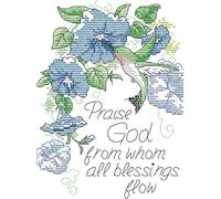 Unstamped Cross Stitch Kits, Awesocrafts Quotes Praise God from Whom All Blessings Flow Easy Patterns Cross Stitching Embroidery Kit Supplies Christmas, Counted (Praise God, Counted)