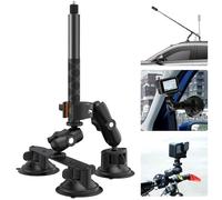UNSTINCER Action Camera Car Mount with 3 Suction Cup, Clamp, Selfie Stick | 118cm Extendable Pole, Third Person Cam Sucker Holder Kit for Gopro Insta360 DJI Akaso, on Roof Window Bonnet Windscreen Hood