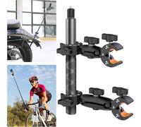 UNSTINCER Double Clamp Mount with Selfie Stick, for Insta360 Action Camera | 118cm Extendable Pole, Third Person Bracket for Insta x6/5/4/4 air/3, Motorcycle Bike Motorbike Bicycle Handlebar Cam Holder