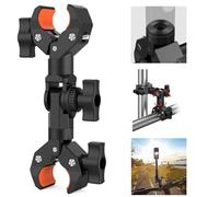 UNSTINCER Double Super Clamp, Stable Magic Arm Mount Bracket for insta360 X5 X4 X3 Selfie Stick Umbrella Photography Reflector Motorcycle Bike Handlebar Tripod, Geared Adjust Angle