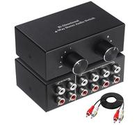 UNSTINCER RCA L/R Audio Switch 4(2) in-2(4) out, Bidirectional Noiseless hifi Stereo Audio Splitter Box, Analogue Aux Line Selector for Headphone Game Console Soundbar TV Speaker Turntalbe, Metal