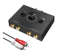 UNSTINCER Stereo RCA Audio Switcher 2(1)-in-1(2)-out, Volume Control One Key Mute Plug & Play, Bidirectional Speaker Switch Box Analogue Aux Adapter for Soundbar Headphones Turntable, Metal