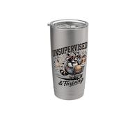 Unsupervised and Thriving Raccoon Coffee Chaos Stainless Steel Insulated Tumbler