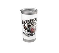 Unsupervised and Thriving Raccoon Coffee Chaos Stainless Steel Insulated Tumbler