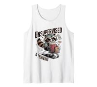 Unsupervised and Thriving Raccoon Coffee Chaos Tank Top