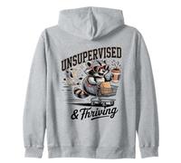 Unsupervised And Thriving Raccoon Coffee Chaos Zip Hoodie