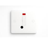 Unswitched Fused Spur Connection Unit with Flex Outlet, Double Pole, Raised and Slim Profile, Round Edges, White, 13A, NBN55