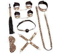 Untamed Leopard Print PVC 8 Piece Bondage Set