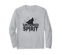 Untamed Spirit: Wild Wolf Howl for Free Souls Long Sleeve T-Shirt, Adult Unisex, Heather Grey, XXL