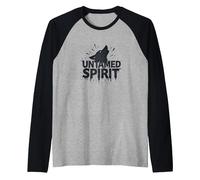 Untamed Spirit: Wild Wolf Howl for Free Souls Raglan Baseball Tee, Men, Black/Athletic Heather, XXL