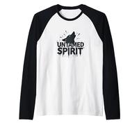 Untamed Spirit: Wild Wolf Howl for Free Souls Raglan Baseball Tee, Men, Black/White, XL