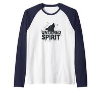Untamed Spirit: Wild Wolf Howl for Free Souls Raglan Baseball Tee, Men, Navy/White, XL