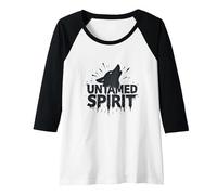 Untamed Spirit: Wild Wolf Howl for Free Souls Raglan Baseball Tee, Women, Black/White, M
