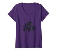 Untamed Spirit: Wild Wolf Howl for Free Souls V-Neck T-Shirt, Women, Purple, XXL