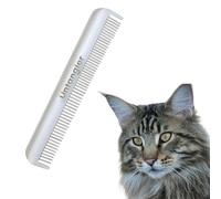 Untangler Cat Comb - 7" Dual-Spaced with Silky Smooth Rotating Teeth (White Sheen), Stainless Steel, for Cat Hair and Fur