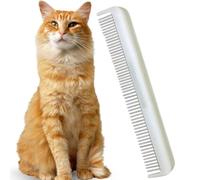 Untangler Cat Comb - 7" Dual-Spaced with Silky Smooth Rotating Teeth (White Sheen), Stainless Steel, for Cat Hair and Fur