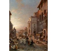 Unterberger Procession In Naples Painting Large Wall Art Poster Print Thick Paper 18X24 Inch