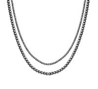 UNTERING 1. Stylish Triple-Layer Matte Black Alloy Necklace For Formal & Everyday Outfits Jewelry Black Brushed Necklace