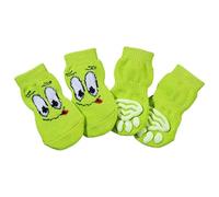 UNTERING 4lots Lovely Green Eyes Pattern Socks Fashion Cold Weather For Protecting Paws In Cold Weather Dog Socks For Small Breeds