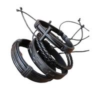 UNTERING 4Peces Multifuntional Leather Fashion Wristband Adjustable Suitable For Parties And Casual Outings Braided Leather Religious