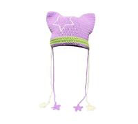 UNTERING Devil Hat Star Casual Knitted Cap Y2K Girl Hot Girls Picture Props With Crocheted Slouchy Cute Ears Hat