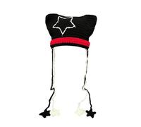 UNTERING Devil Hat Star Casual Knitted Cap Y2K Girl Hot Girls Picture Props With Crocheted Slouchy Cute Ears Hat