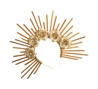 UNTERING Devil Punk Flower Headband Artistic Hair Accessory For Adults Silver For Parties Nightclubs Sun God Hair Accessory