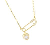 UNTERING Elegant Love Pin Heart Necklace With Comfortable Wear Sturdy Copper For Trendy Women Daily Wear And Gifts Giving Two Tone Heart Charm Necklace