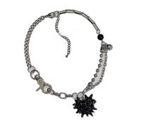 UNTERING Elegant Sturdy Alloy Love Heart Necklace Pendant Adorned With Crystals Adjustable Length Portable For Personalize Fit Alloy Statement Necklace