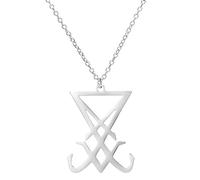 UNTERING For Creative Satan Symbol Necklace Hip Hop Punk Devil Jewelry Sigil Of Necklace Stainless Steel Pendant Chain Hip Hop For Boys Men With Pendant